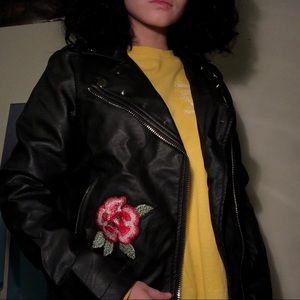 Embroidered Pleather Jacket